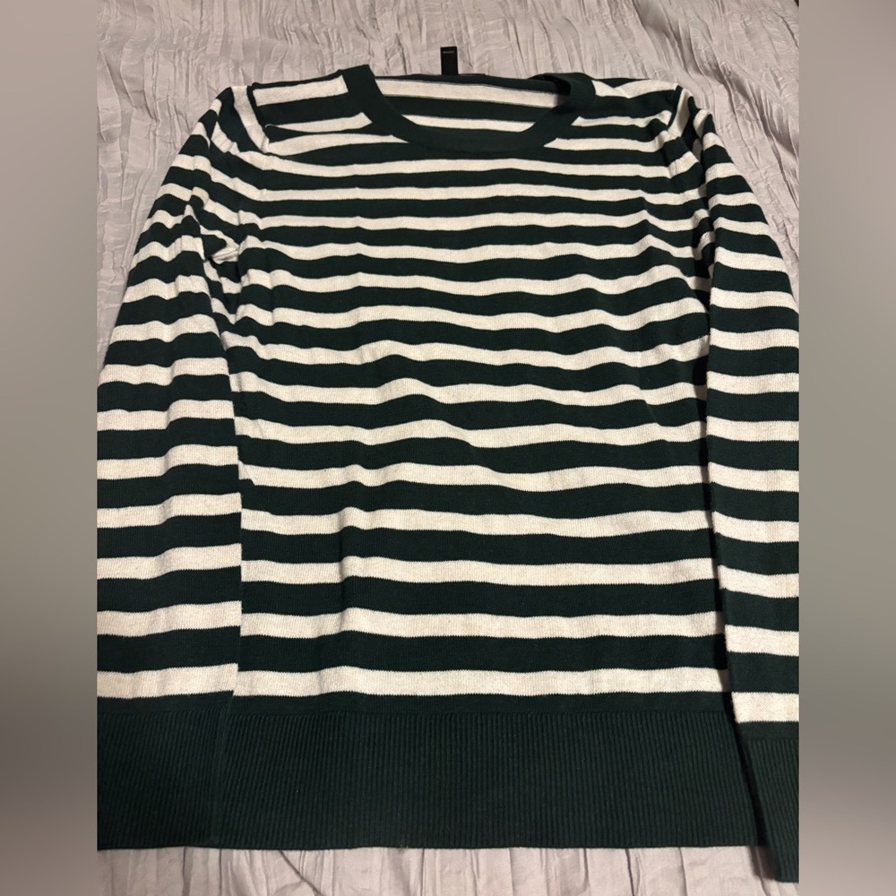 Banana Republic Green and White Striped Sweater